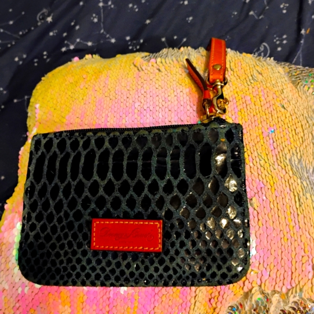 Dooney & Bourke Snake Skin Suede & Leather Trim card holder/ small purse
